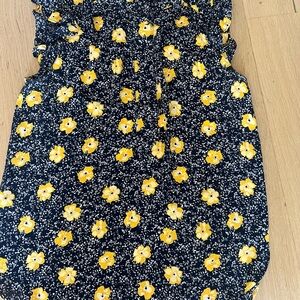 LOFT Navy and Yellow Floral Blouse